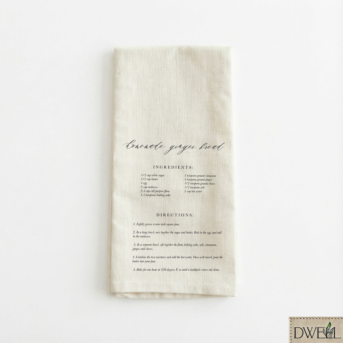 Tea Towel - Homemade Gingerbread Recipe Christmas