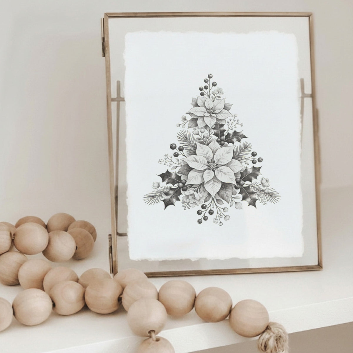 Floral Tree Foliage Glass Table Frame & Art Card