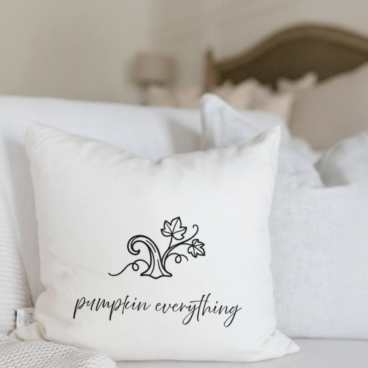 Pumpkin Everything Stem Fall Throw Pillow
