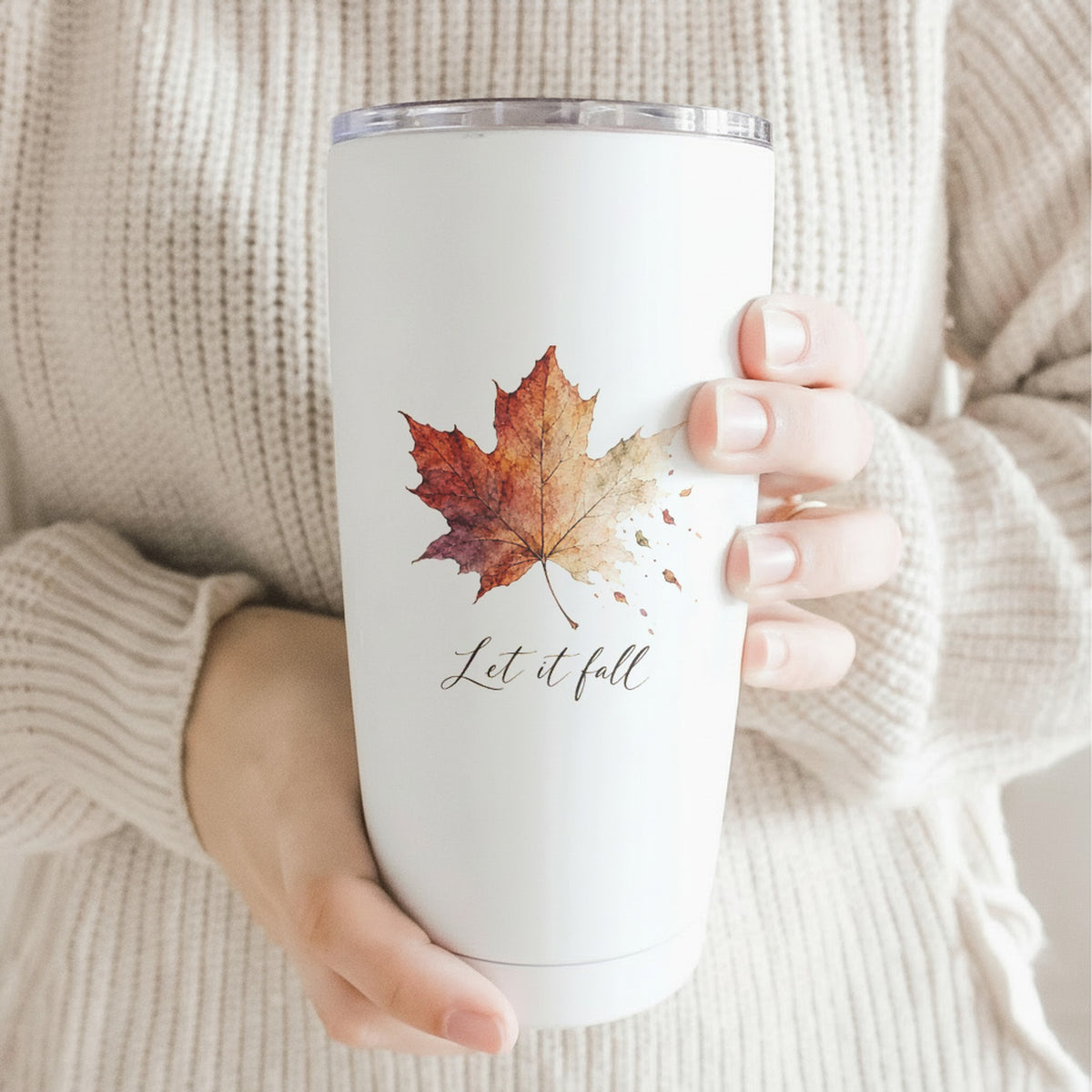 Let It Fall Maple Leaf 20 oz Printed Travel Mug