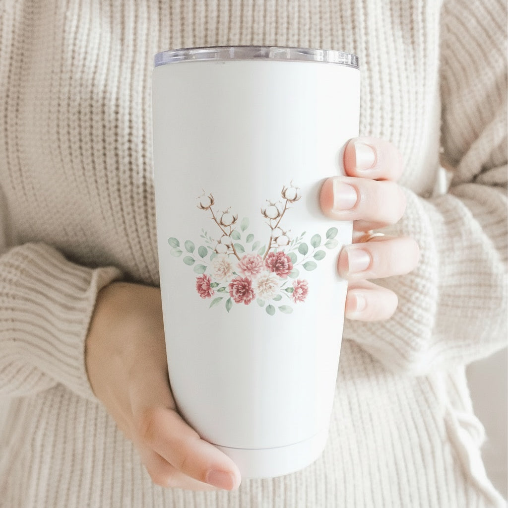 Travel Mugs - Spring Cotton Bouquet