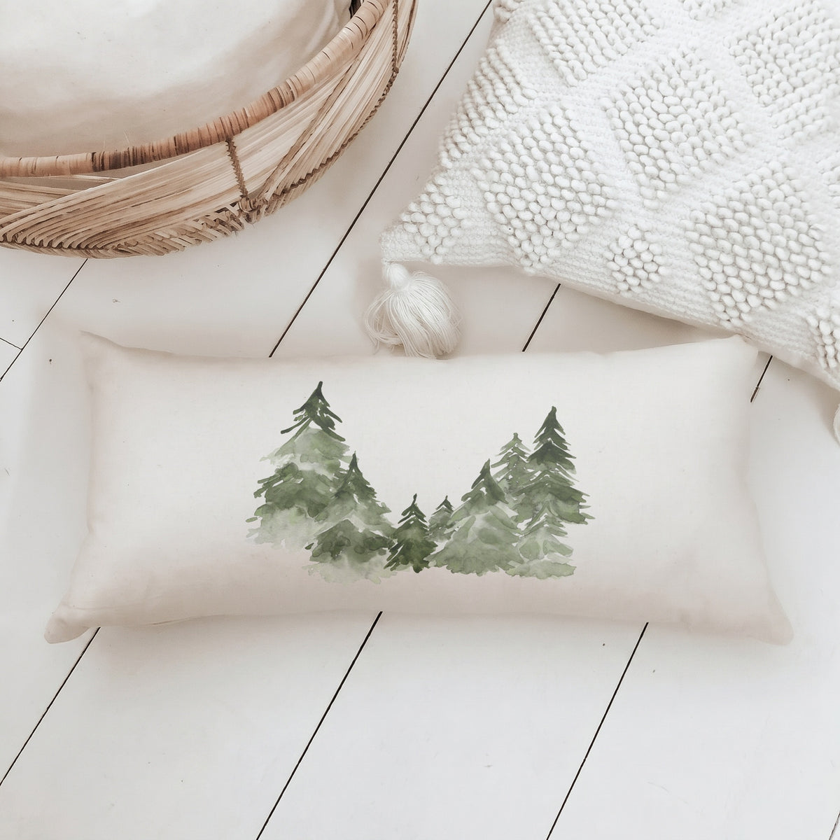 Lumbar Pillows - Winter Forest Watercolor