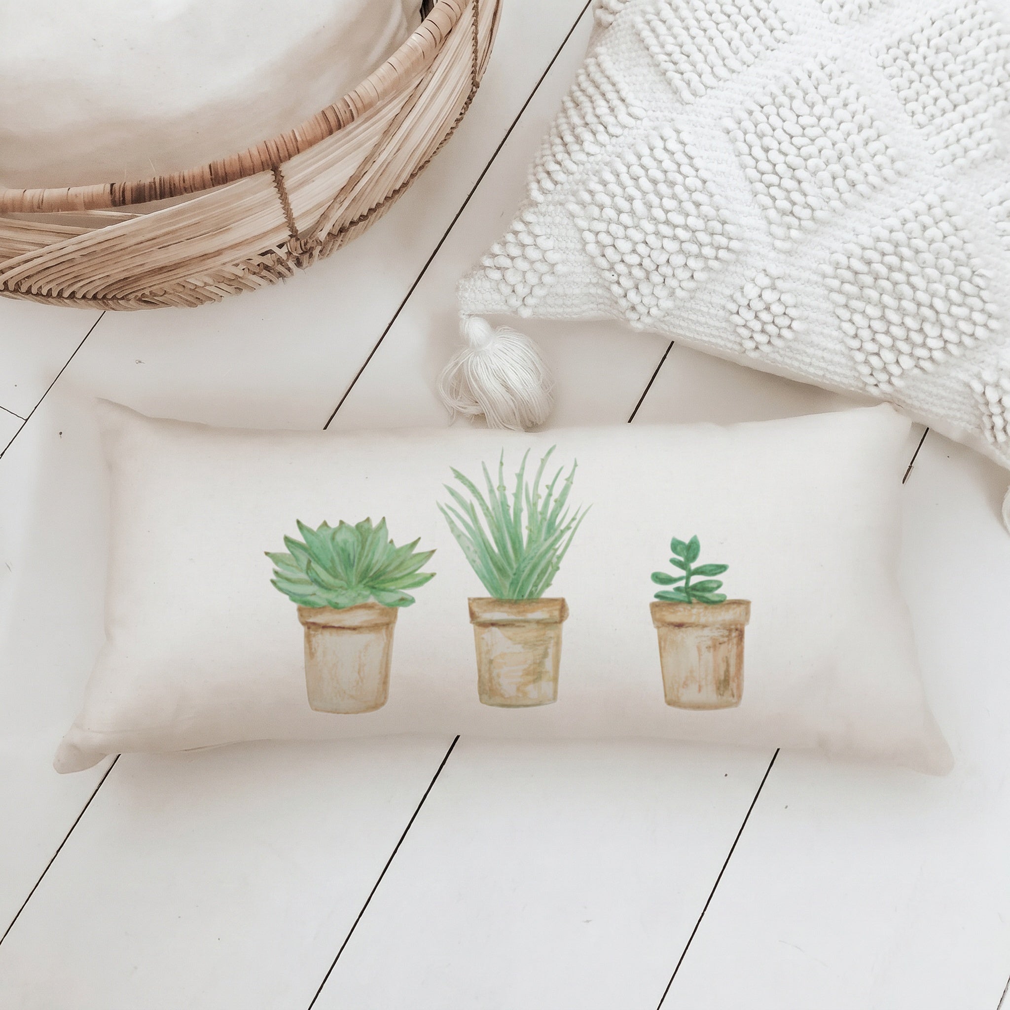 Lumbar Pillows - Succulent Pots Watercolor