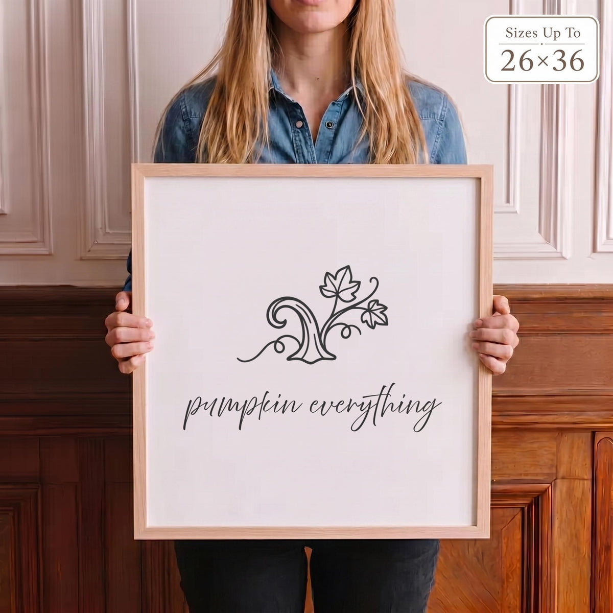 Pumpkin Everything Stem Printed Wood-Framed Sign