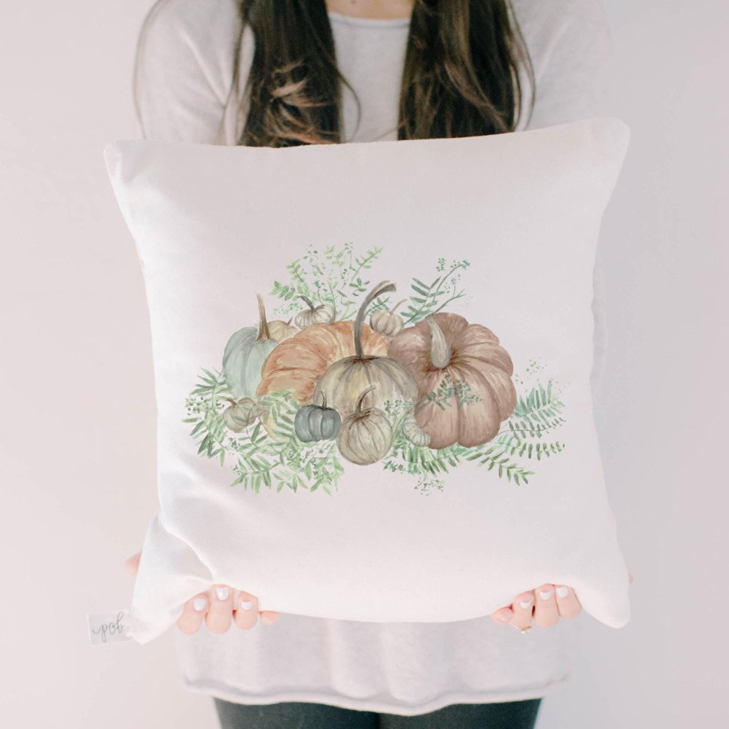 Throw Pillows - Pumpkin Bunch Watercolor