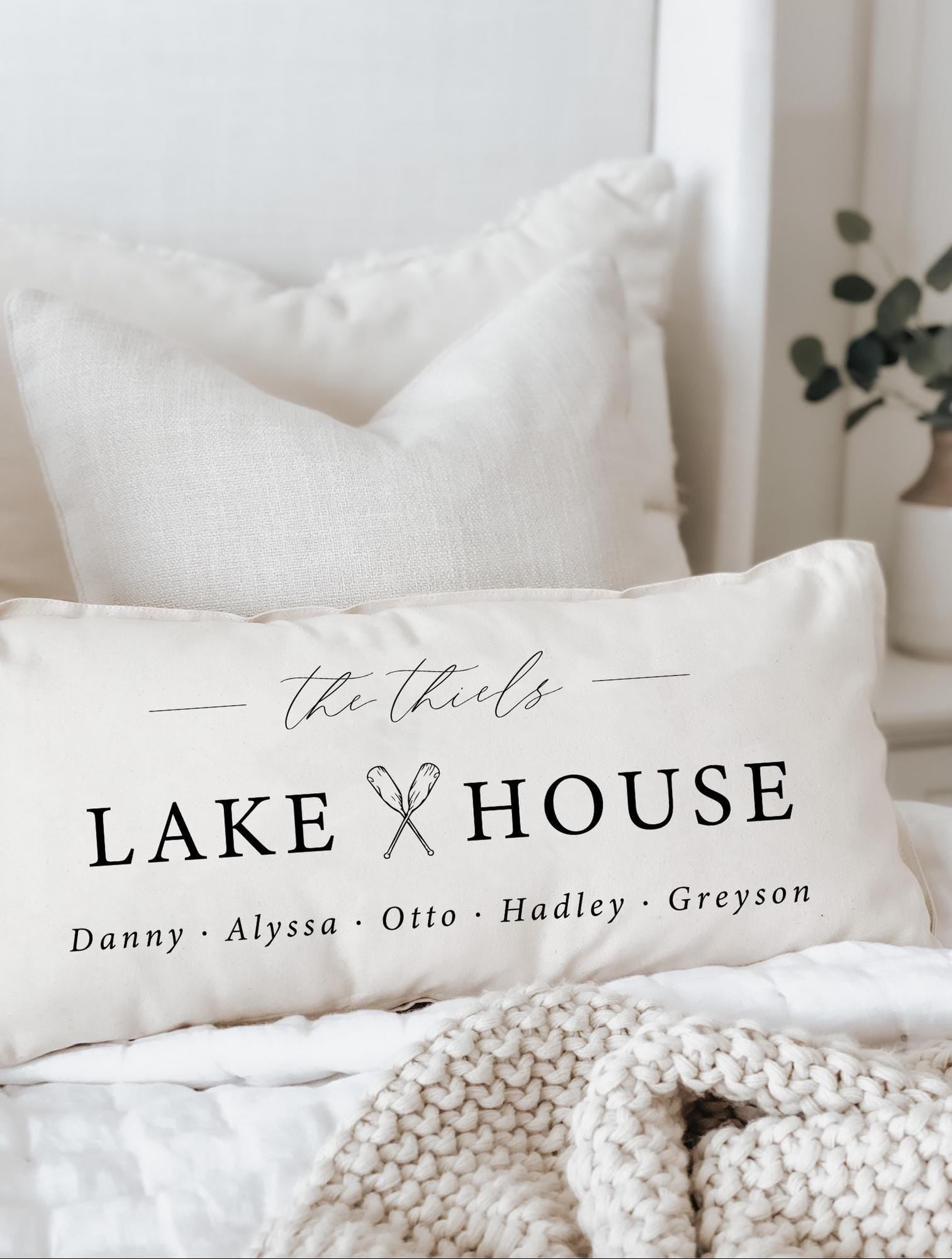 Personalized Lumbar Pillows - Personalized Lake House