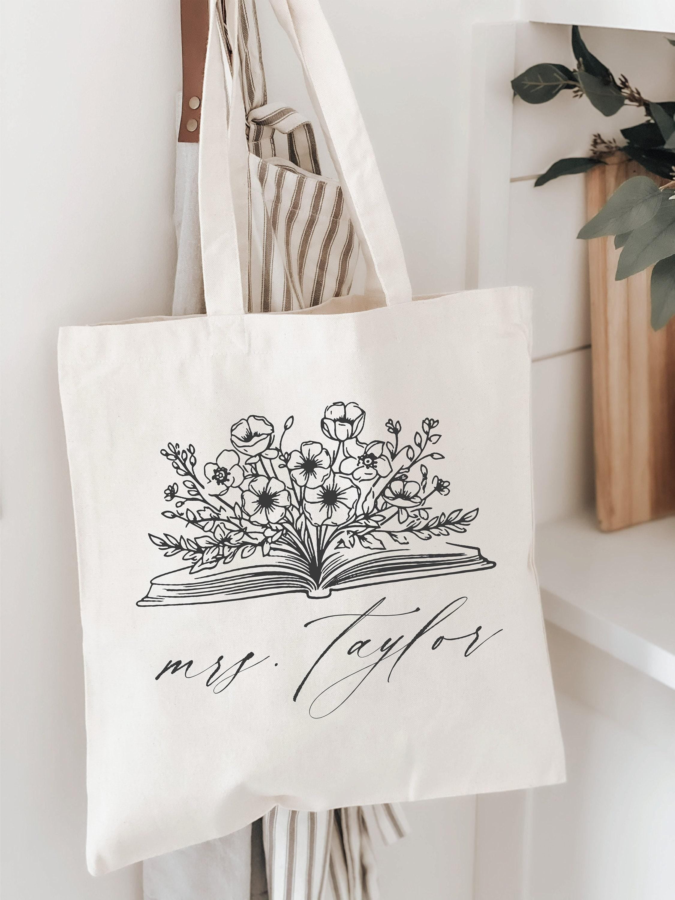 Personalized Tote Bags - Personalized Floral Book