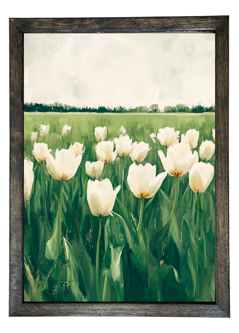 Tulip Field Wood Framed Print