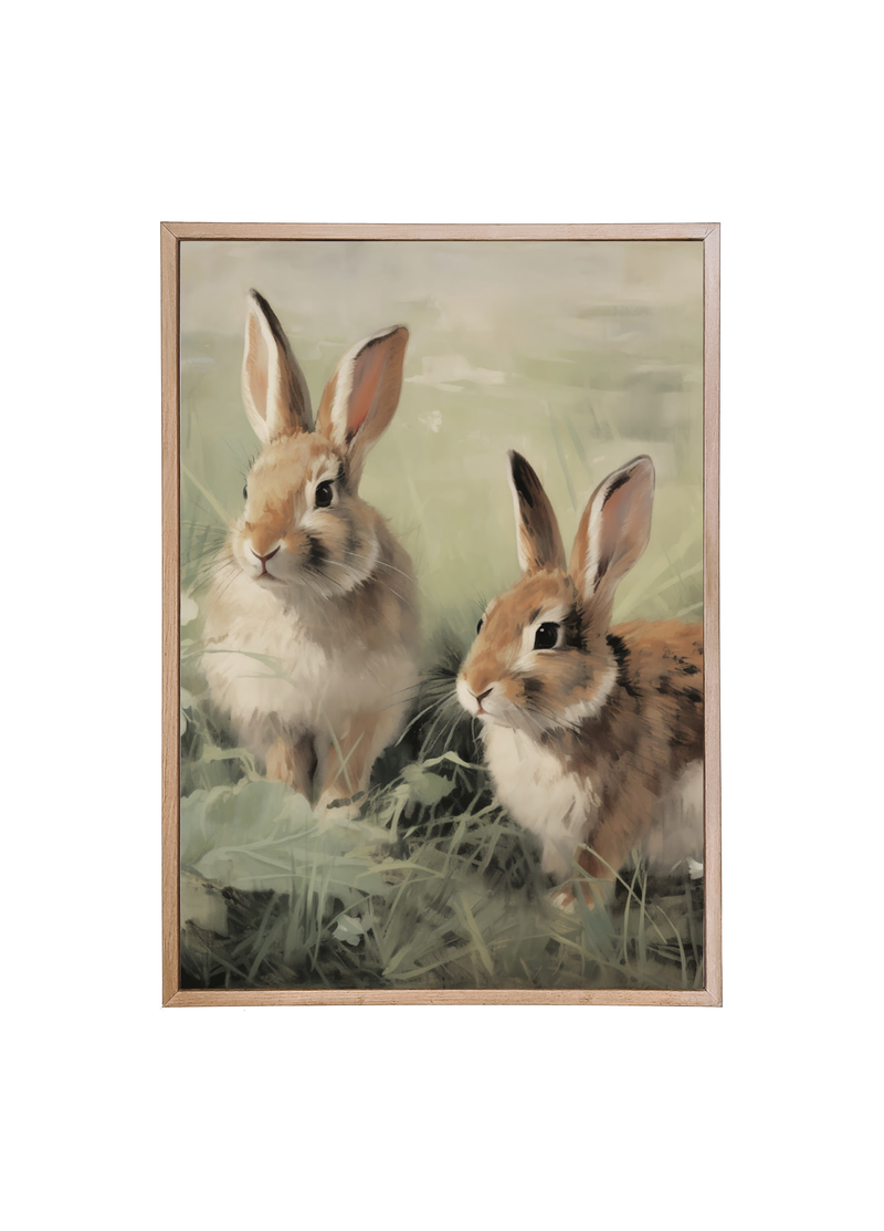 Bunnies Wood Framed Print
