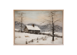 Snowy Cabin Wood Framed Print