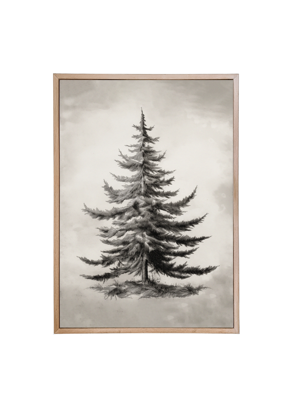 Black and White Winter Tree Wood Framed Print