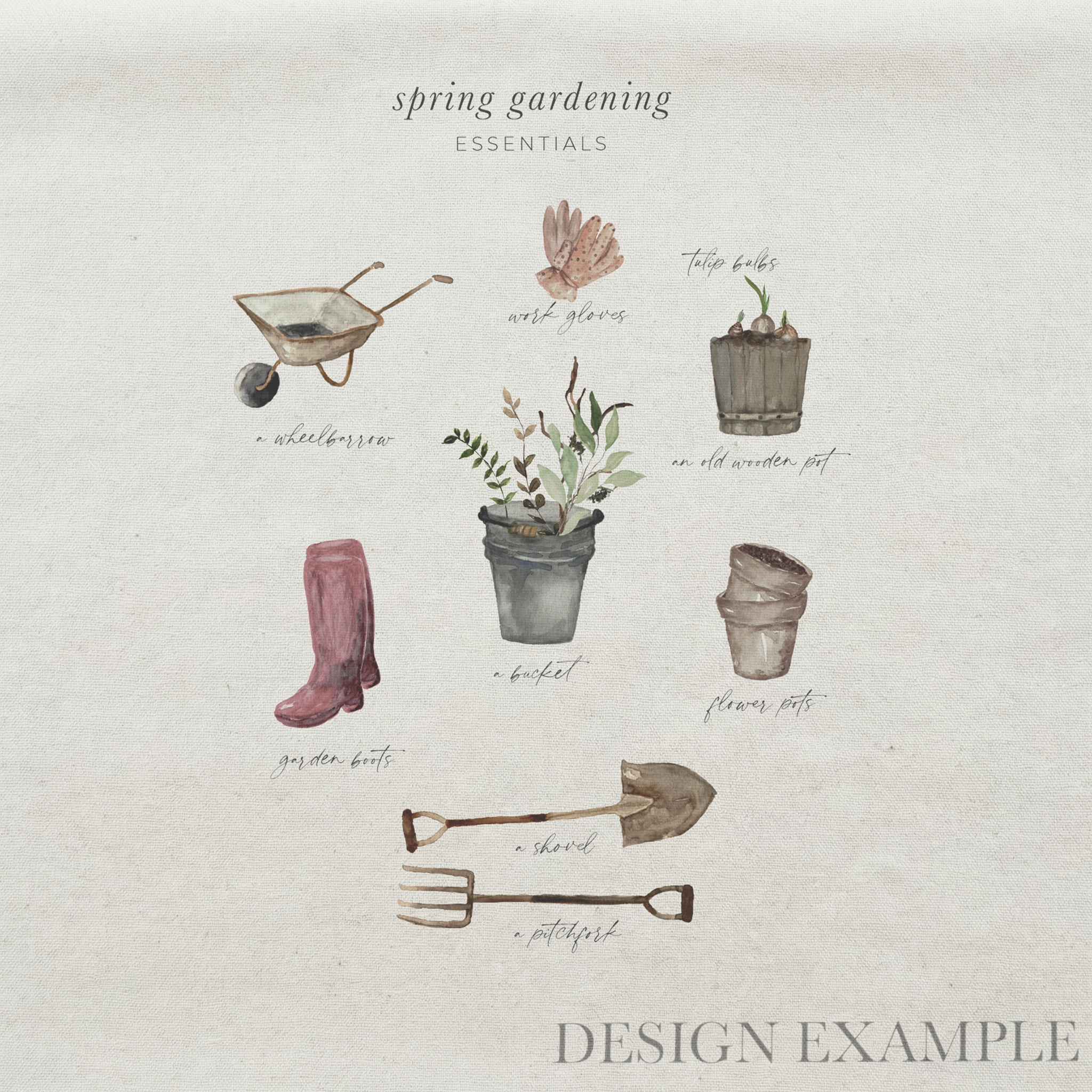 Tea Towel - Garden Essentials Watercolor