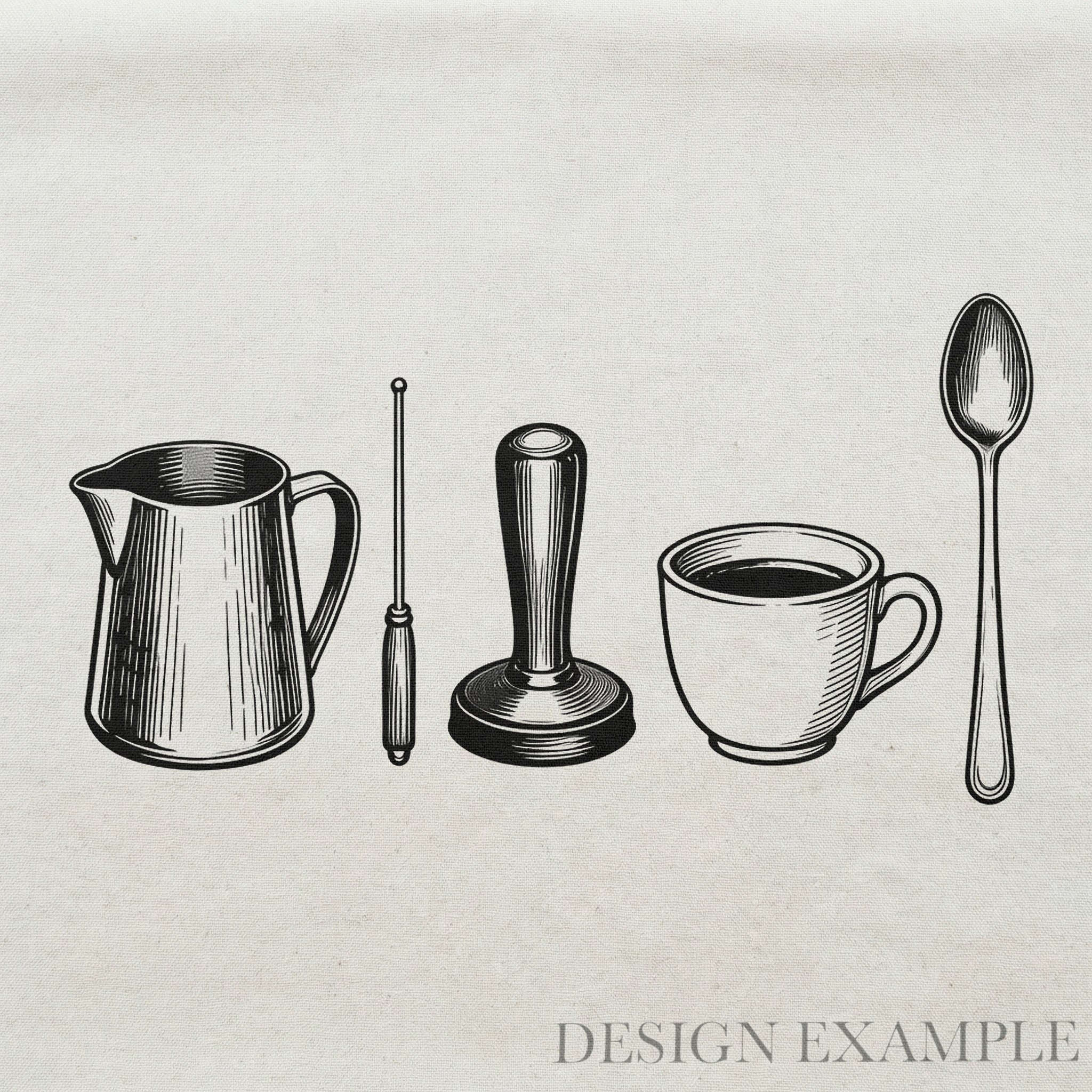 Tea Towel - Cafe Utensils Sketch