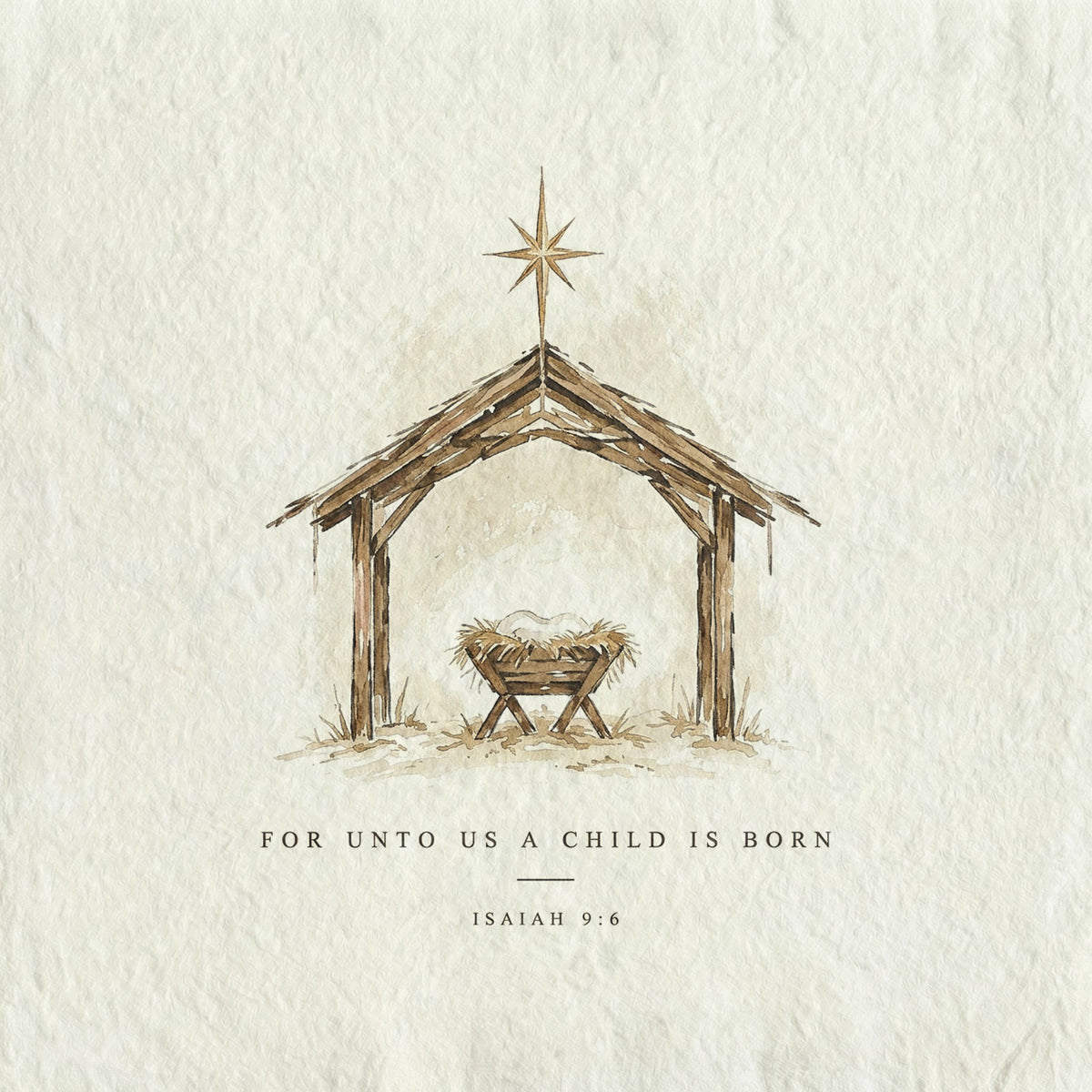 Unto Us Manger Glass Frame & Deckle-Edge Art Card