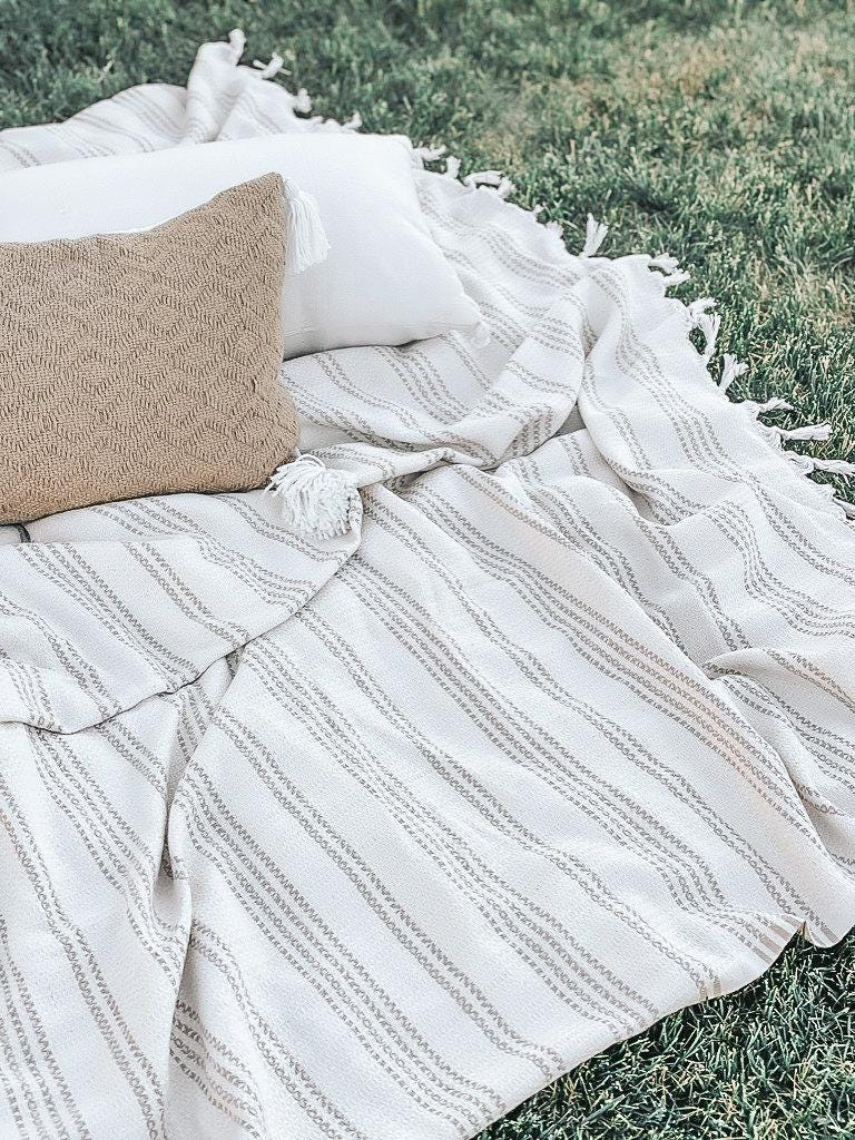 Picnic Throw Blanket - Oversized blanket, summer throw, beach blanket