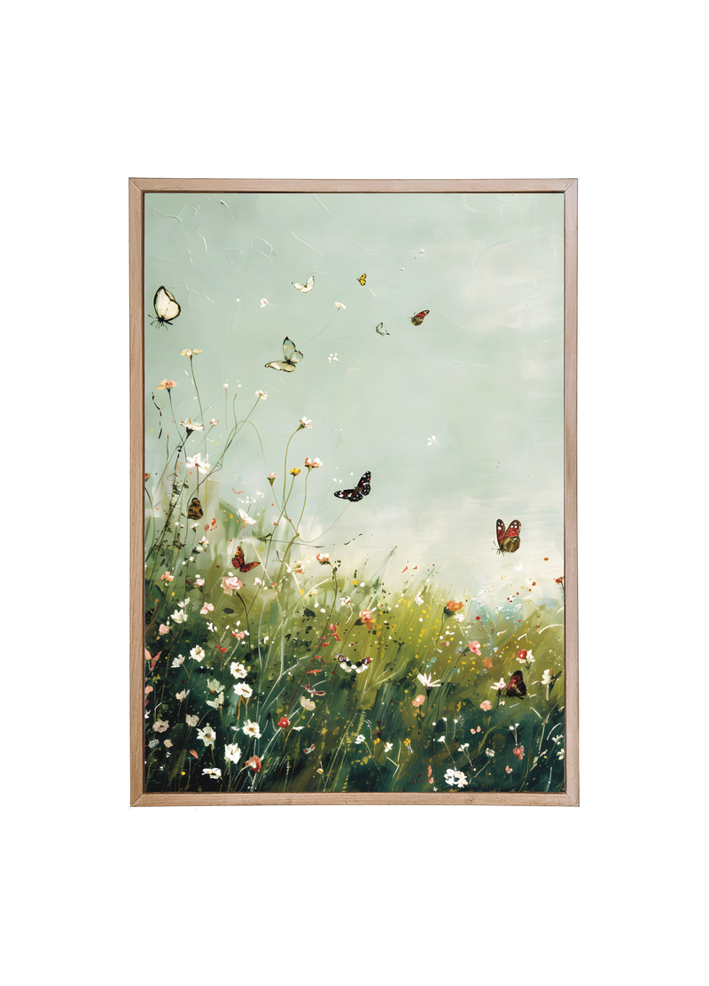 Butterfly Field Wood Framed Print