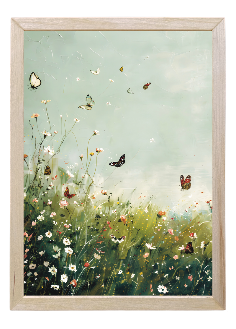 Butterfly Field Wood Framed Print