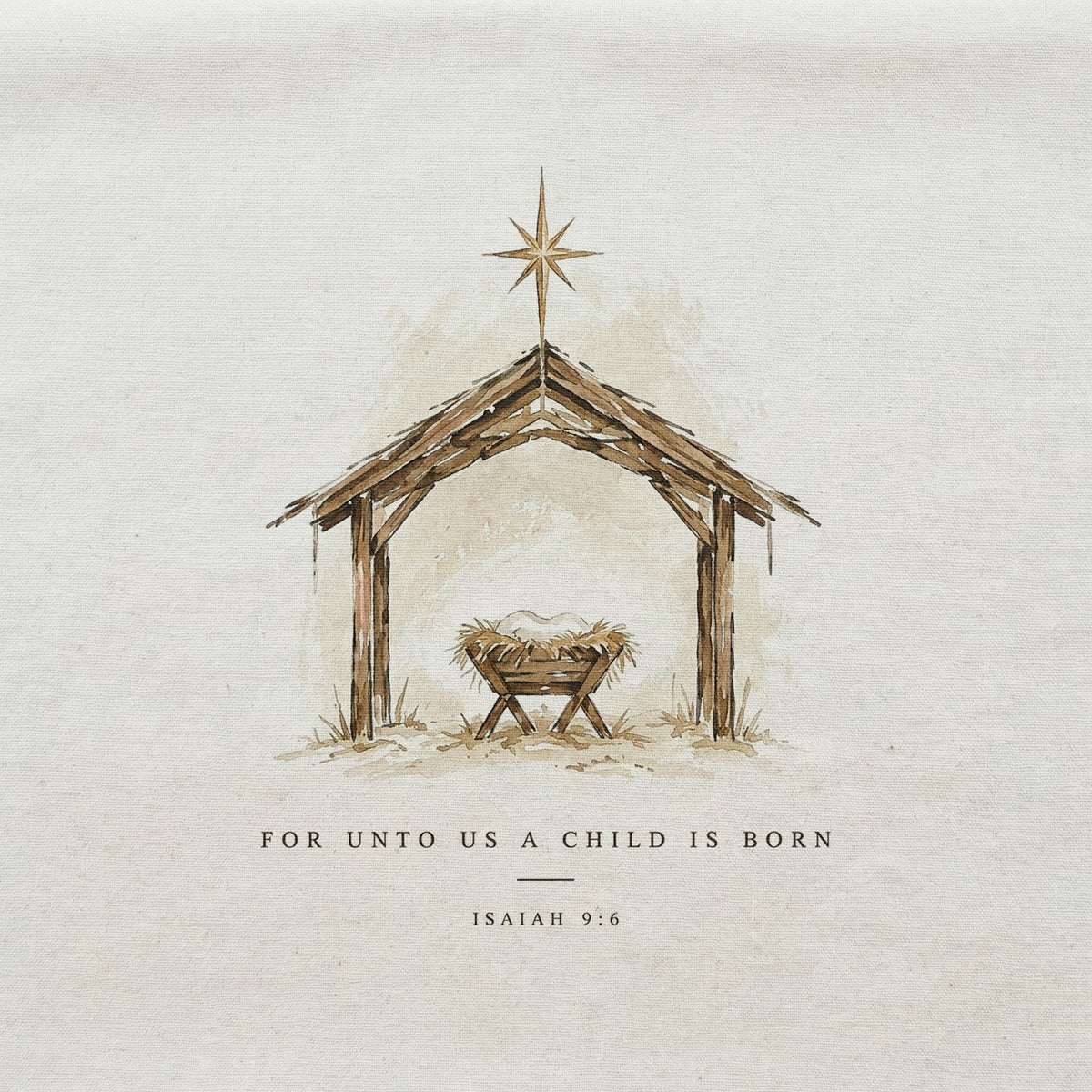 For Unto Us Manger Christmas Nativity Tea Towel