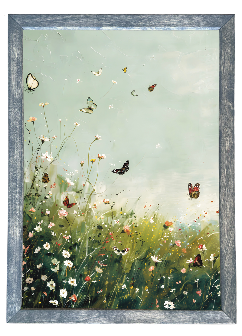 Butterfly Field Wood Framed Print