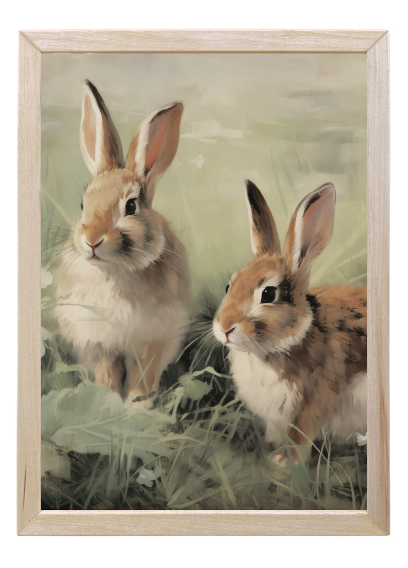 Bunnies Wood Framed Print
