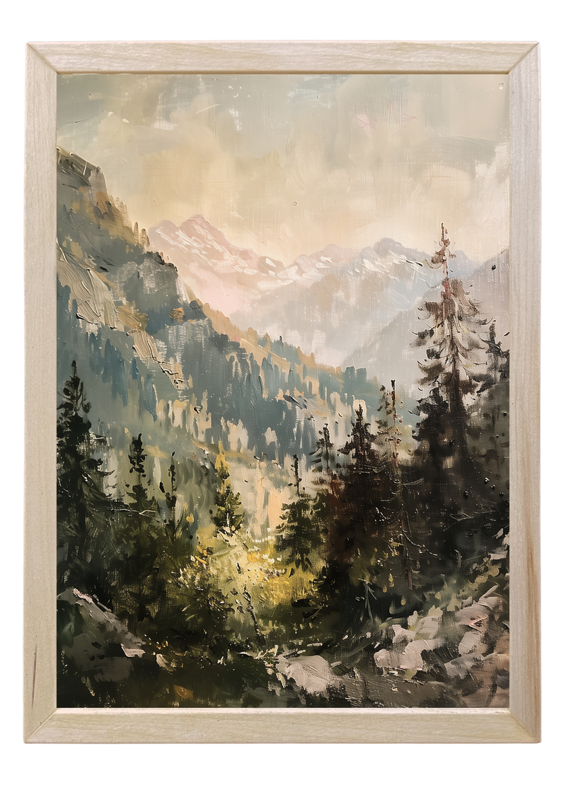 Mountain Scene Wood Framed Print