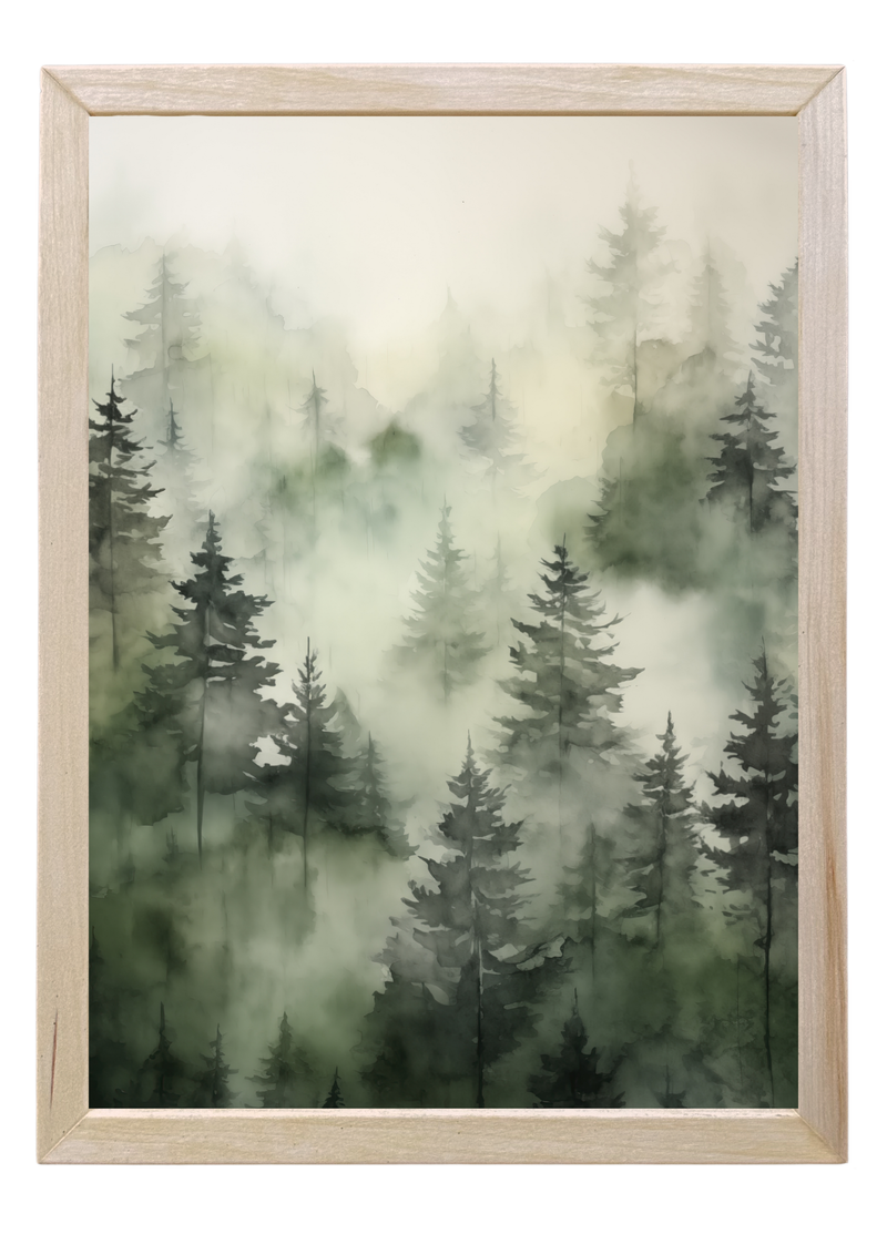 Shades of Green Wood Framed Print