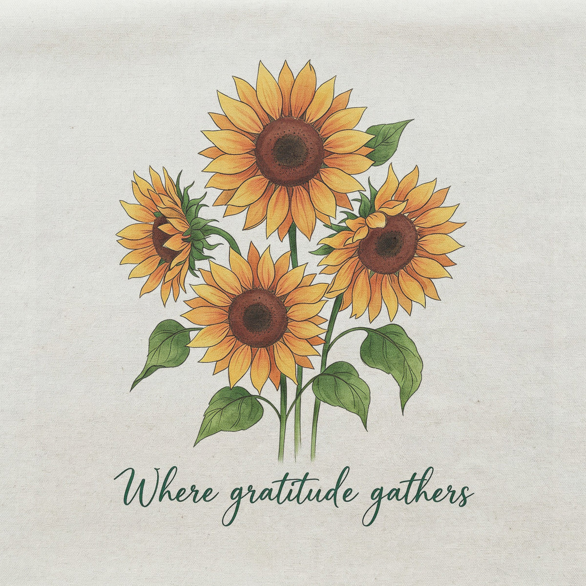 Where Gratitude Gathers Sunflower Decorative Throw Pillow