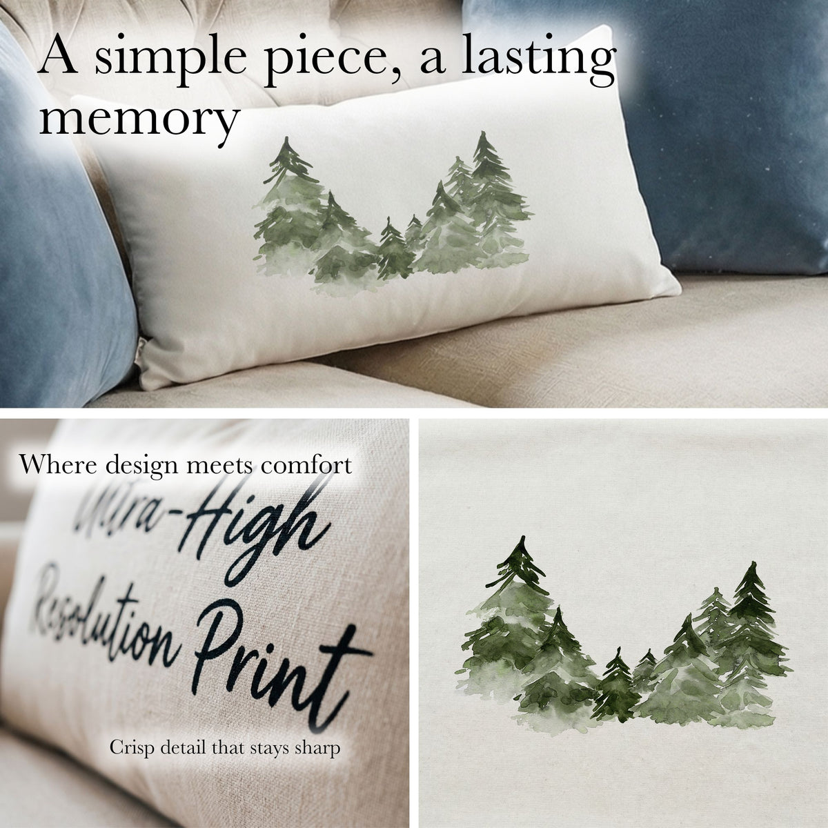 Lumbar Pillows - Winter Forest Watercolor