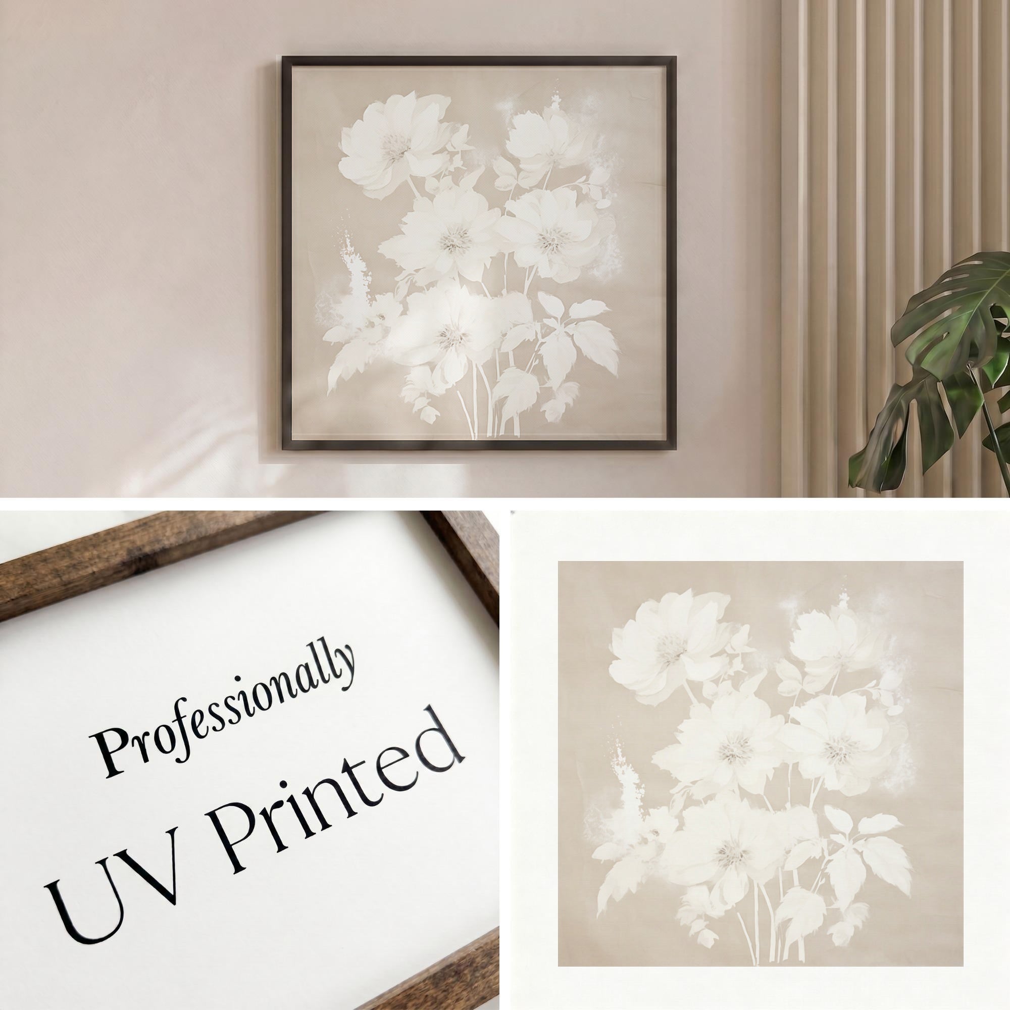 Wooden Frames - Cream Neutral Flowers