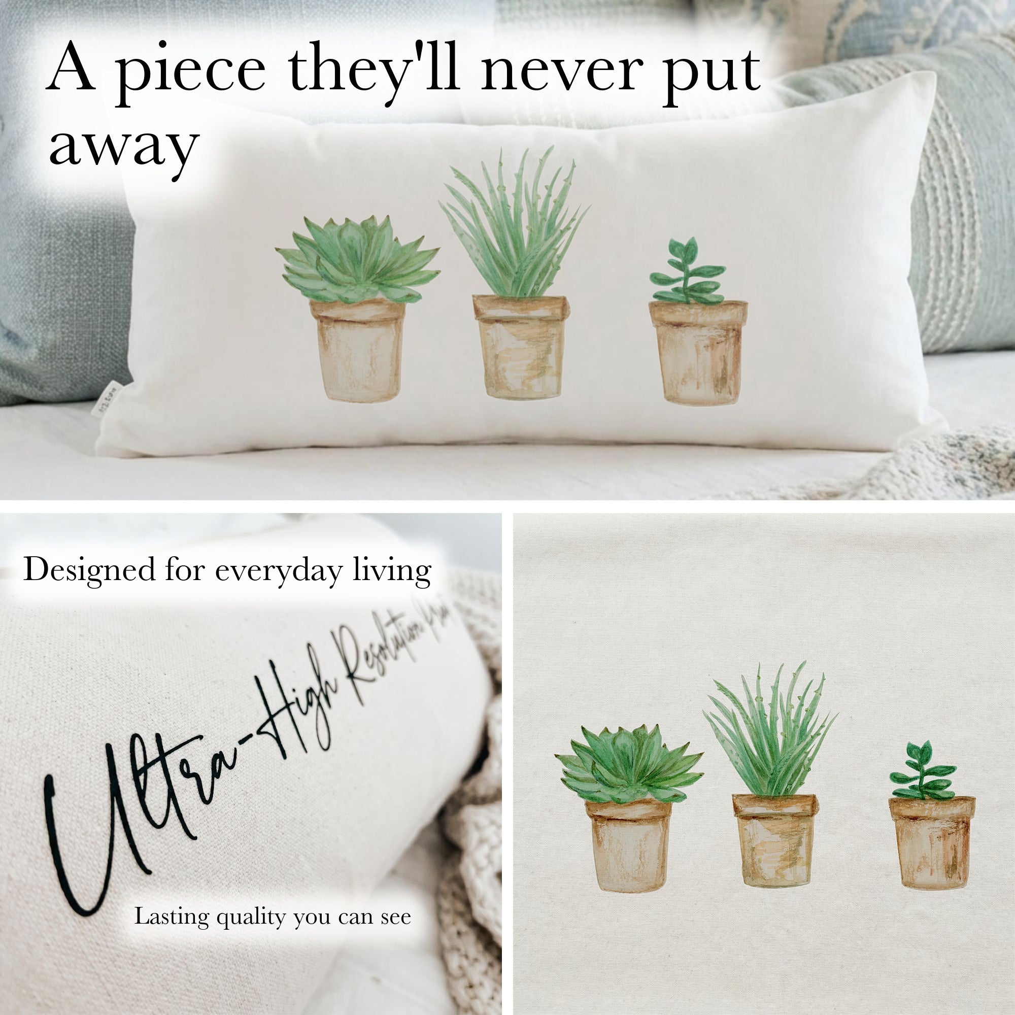 Lumbar Pillows - Potted Succulents