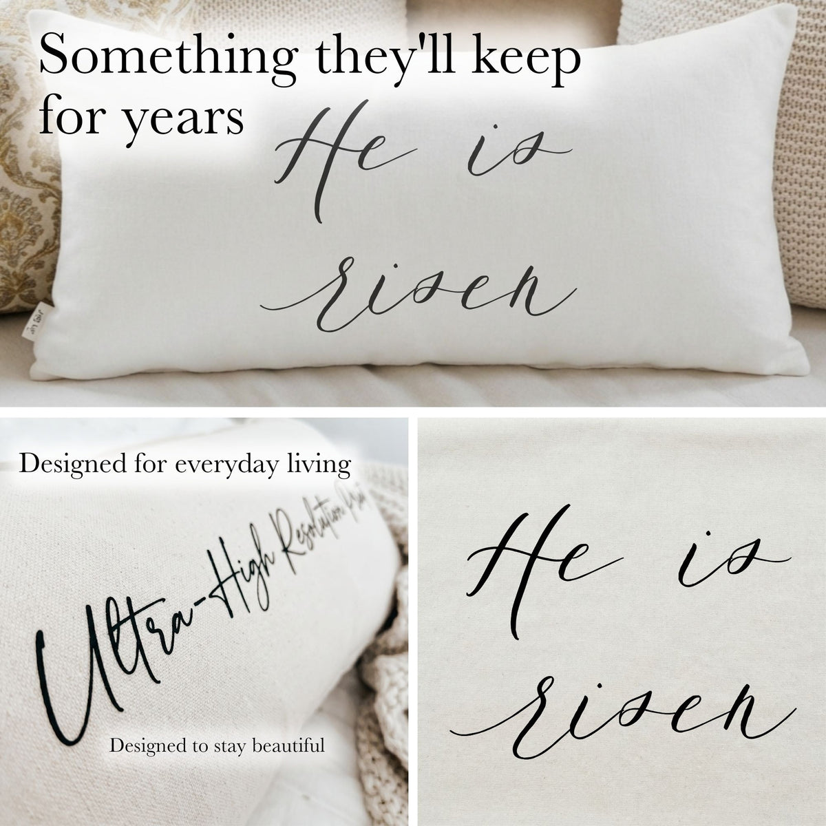 Lumbar Pillows - He is Risen