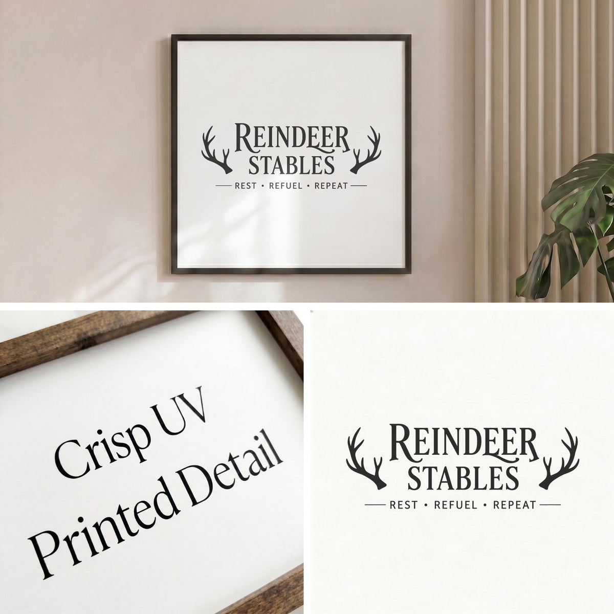 Reindeer Stables Christmas Wood-Framed Sign