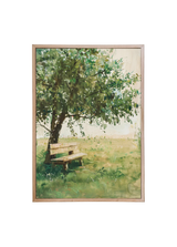 Shaded Bench Wood Framed Print