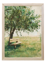 Shaded Bench Wood Framed Print
