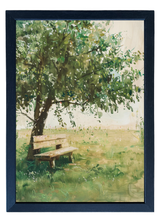 Shaded Bench Wood Framed Print