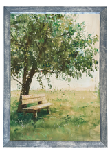Shaded Bench Wood Framed Print