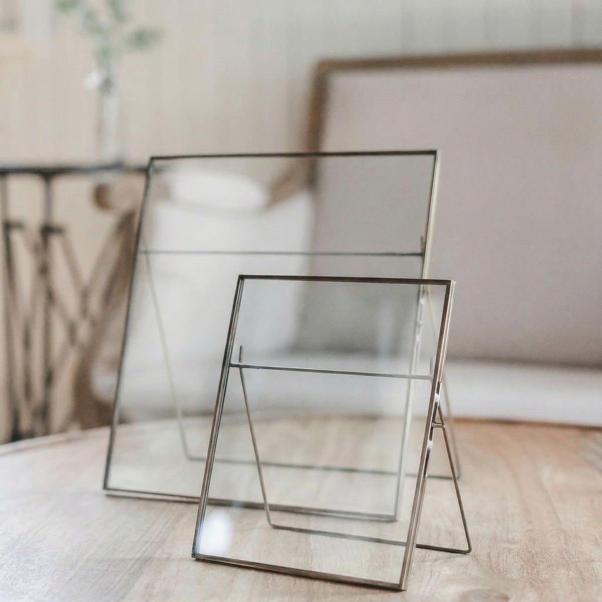 Floral Tree Foliage Glass Table Frame & Art Card