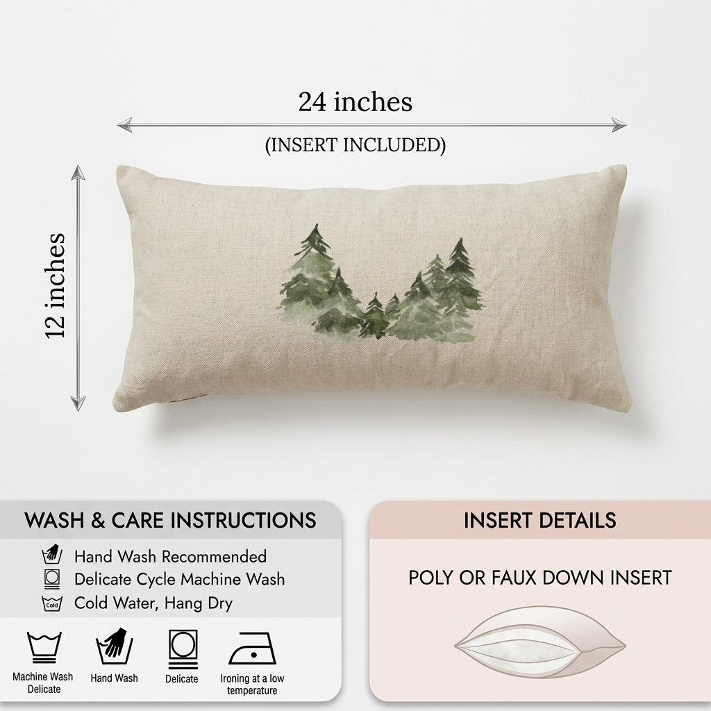 Lumbar Pillows - Winter Forest Watercolor