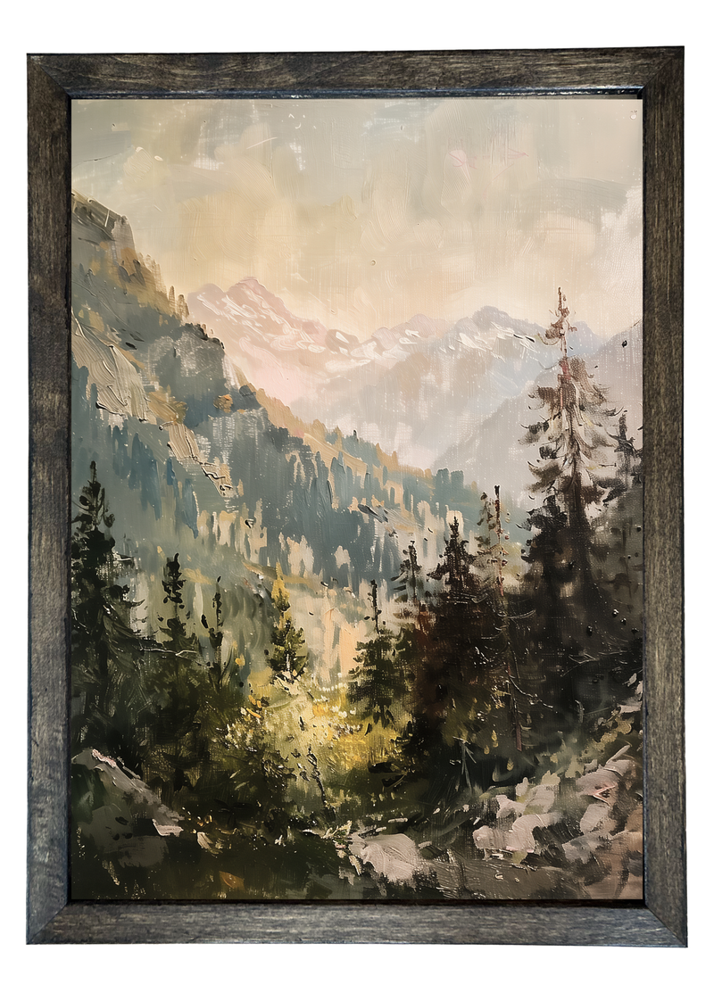 Mountain Scene Wood Framed Print