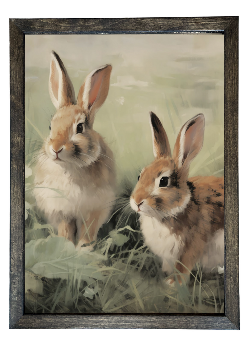 Bunnies Wood Framed Print