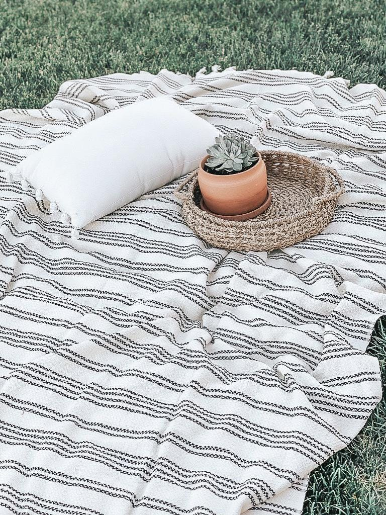 Picnic Throw Blanket - Oversized blanket, summer throw, beach blanket