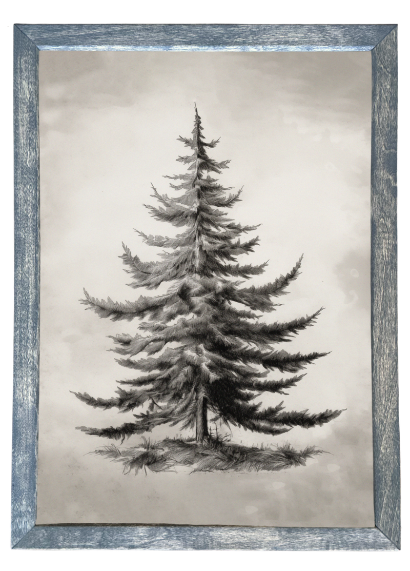 Black and White Winter Tree Wood Framed Print