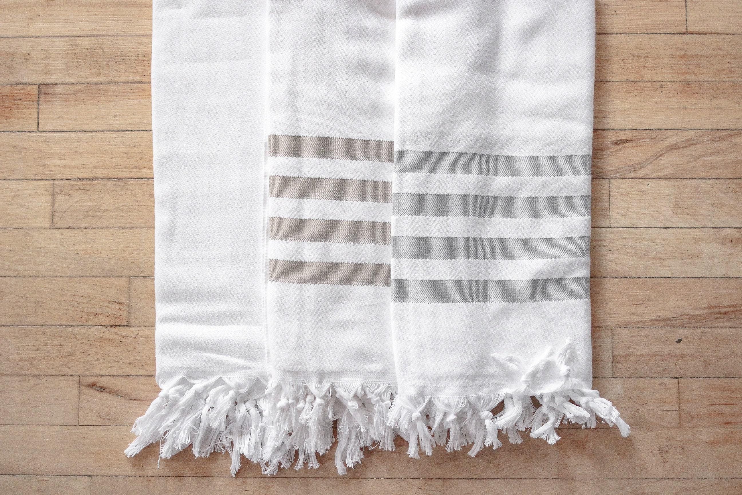 Throw Blankets - Neutral Grey Tan Striped Throw Blanket