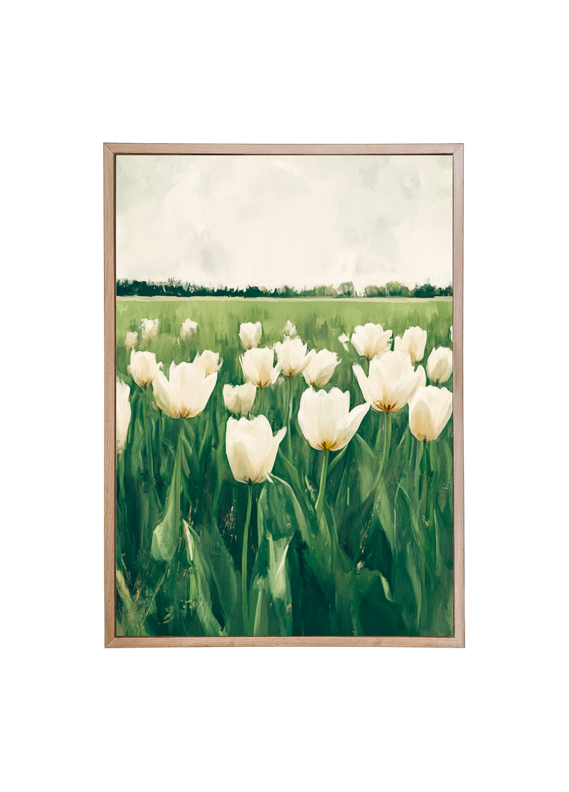 Tulip Field Wood Framed Print
