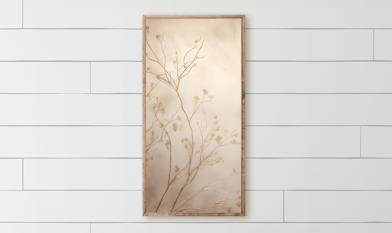 Golden Hour Branches Wood Framed Sign