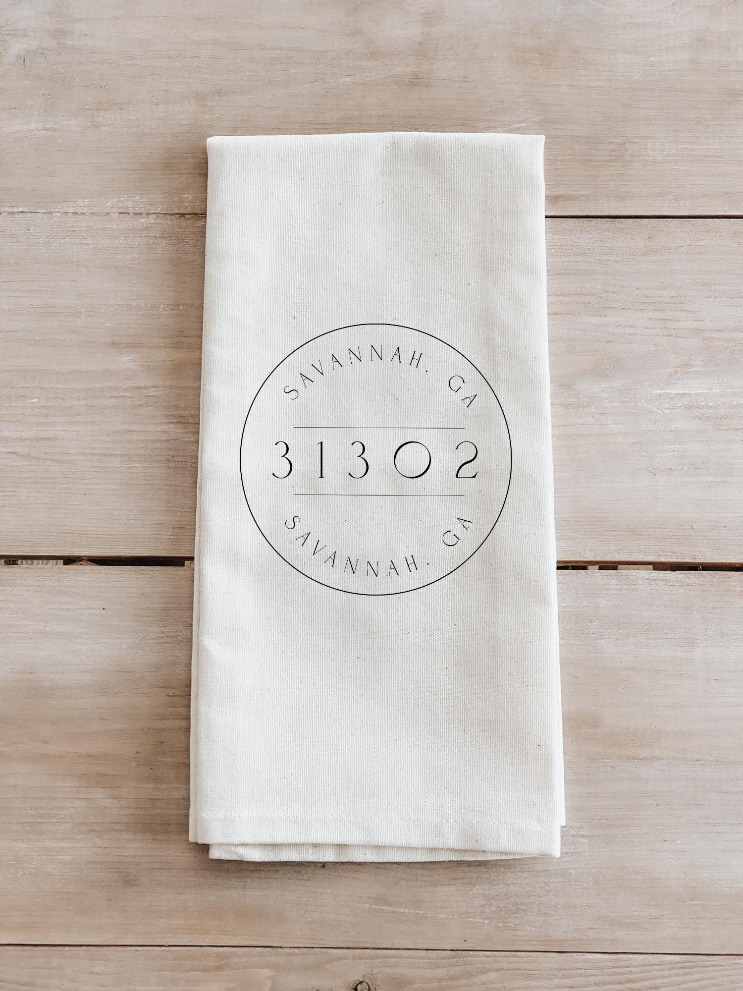 Personalized Tea Towel - Personalized Postage Stamp Zip Code