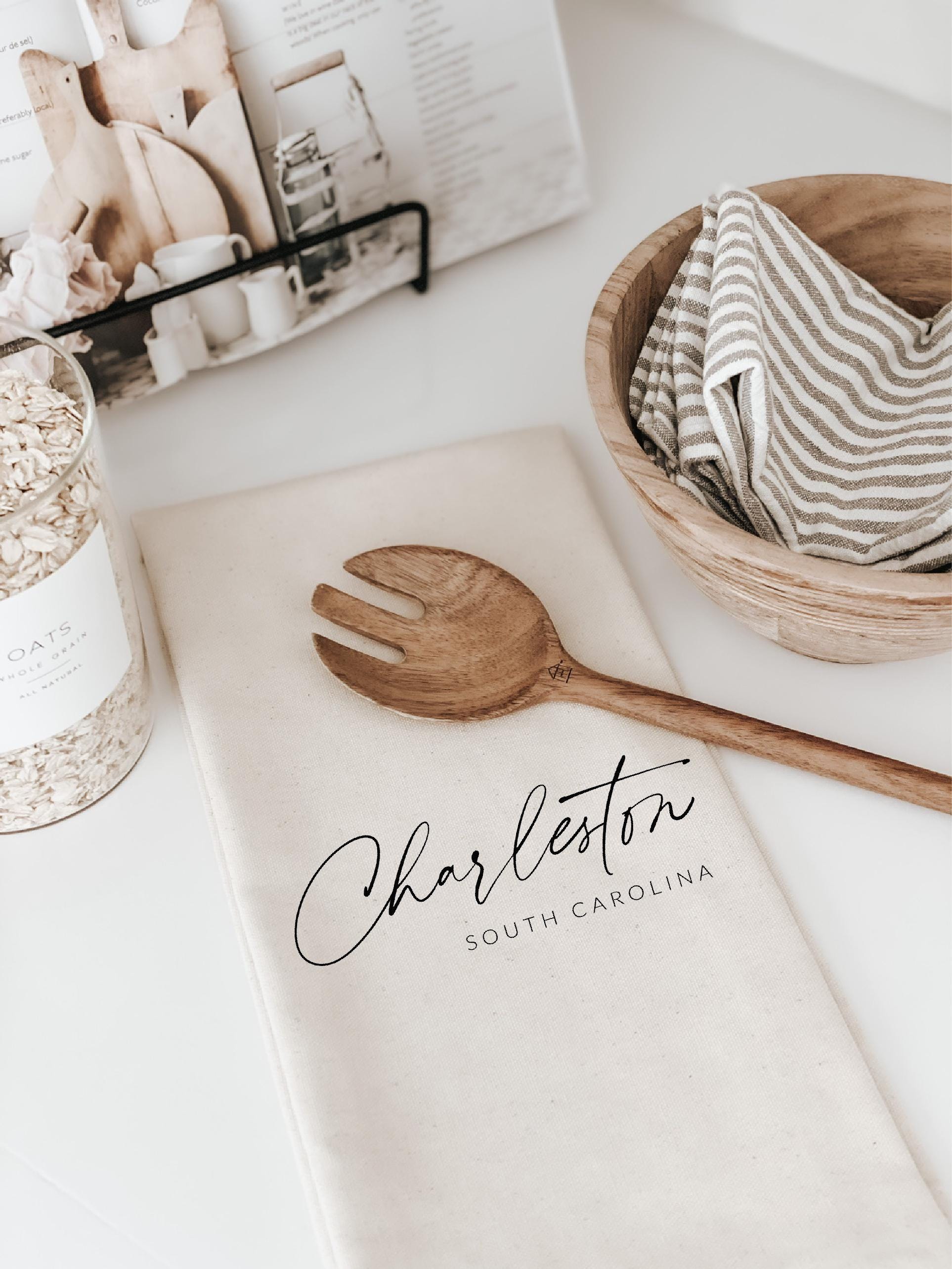 Personalized Tea Towel - Personalized City Script