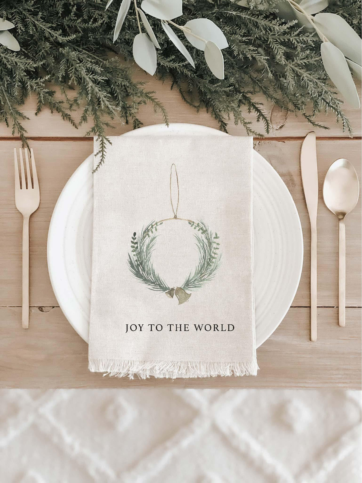 Napkins - Joy to the World Wreath Watercolor