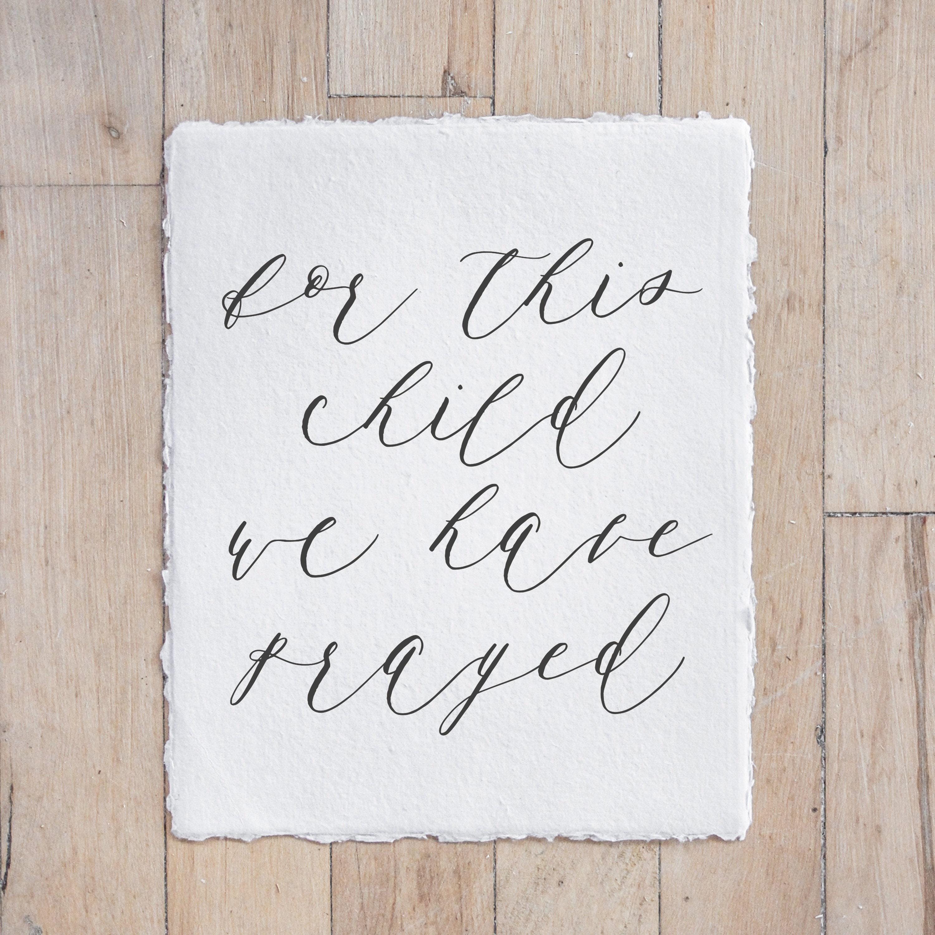 Glass Table Frames & Cards - For This Child We Have Prayed