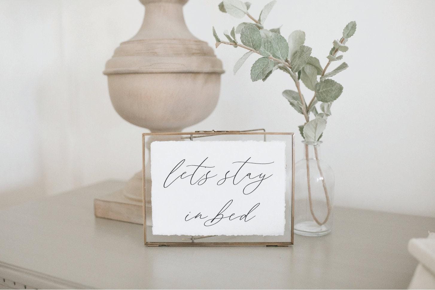 Glass Table Frames & Cards - Let's Stay In Bed